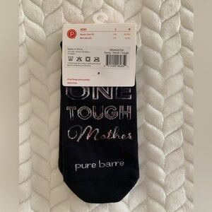 Pure Barre “One Tough Mother” Black Grip Socks with Bold Text [Small]
